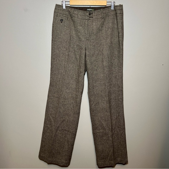 Eddie Bauer Blakely Fit Wool Blend Dress Pants Herringbone Brown Womens Size 10T - Picture 1 of 12